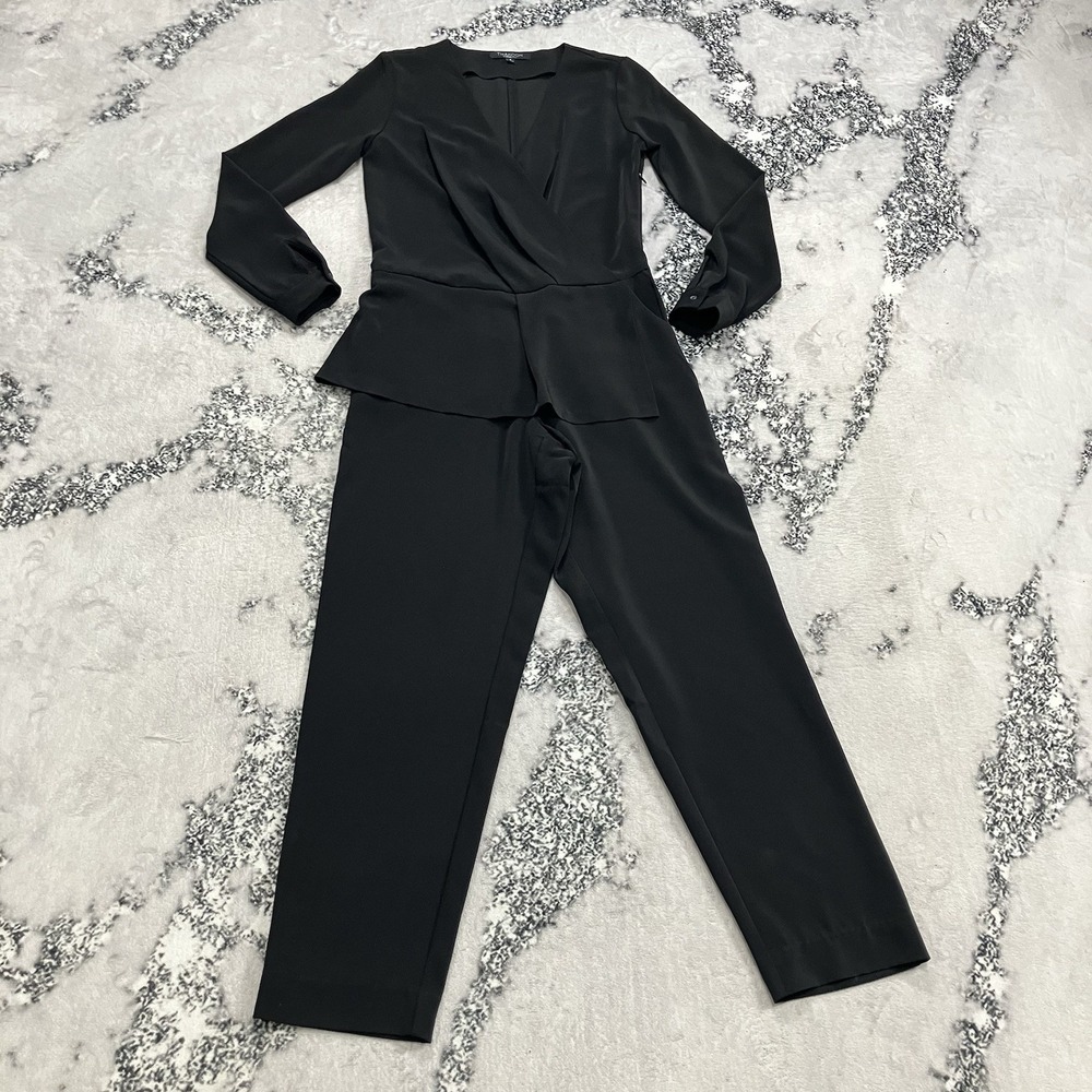 Thakoon for‎ Design Nation Jumpsuit Womens Size 2 Black Wide Leg Peplum Career